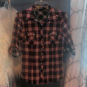 Women's bebe checkered blouse